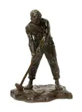 Le Carrier or Le Marteleur a patinated bronze model of a worker, bare chested about to raise a claw hammer by Victor Demanet, bronze, offered Mar 2017