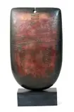 Large Raku Sack Form with keyhole, 2004 on polished slate base, etched signature and date, 69.5cm by Peter Hayes, sculpture, sold Mar 2017