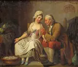 A kitchen interior with two figures Oil on canvas, 49 x 57 cm; 19¼ x 22½ in by Pierre-Alexandre Wille, Oil on canvas, sold Mar 2017
