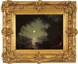 A moonlit cove Signed Oil on canvas 30.5 x 41cm; 12 x 16in by Sebastian Pether, Oil on canvas, sold Mar 2017