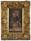A man filleting fish; A man drinking in a tavern A pair, both signed Both oil on panel Each 30 x 17cm; 12 x 6½in (2) by Konstantin Stoitzner, oil on panel, sold Mar 2017