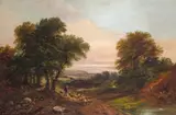 Landscape with a shepherd and sheep by a pool Oil by Thomas Barker, Oil on canvas, sold Mar 2017