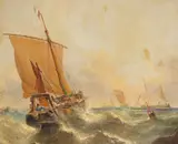 The Dutch fishing boat Calais at sea Signed and dated 1862 Oil on by William Callcott Knell, 1862, Oil on canvas, sold Mar 2017