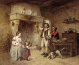 Interior scene Signed Oil on canvas 53 x 63cm; 21 x 25in by Léon Émile Caille, Oil on canvas, sold Mar 2017