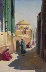Figures by a mosque Signed Oil by Richard Karlovich Zommer, Oil on canvas, sold Mar 2017