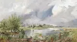 A passing storm near Shiplake on the Thames Signed and dated 1894 by Samuel Bateman, 1894, Oil on canvas, offered Mar 2017