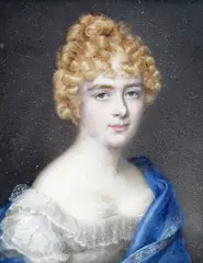 Portrait miniature of a lady with gold curls by Charles Jagger, watercolor, offered Mar 2017