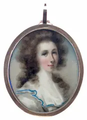 Portrait miniature of a lady with curly hair by Abraham Daniel, watercolor, offered Mar 2017