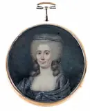 Portrait miniature of La Comtesse de Bloud neé by Pierre Rouvier, 1776, watercolor, offered Mar 2017