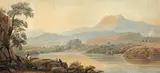 Figures by a lake by John Varley O.W.S., Watercolour, sold Mar 2017