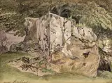 Study of a rock in the Lake District Inscribed Near Ambleside by Joseph Powell, Watercolour, sold Mar 2017
