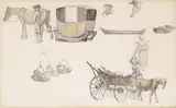 Sketches of street life in Ghent and Amsterdam Both inscribed possibly by a by Robert Hills, pencil and watercolour, sold Mar 2017