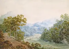 Tintern Abbey from accross the river Wye by Nicholas Pocock, watercolour, sold Mar 2017