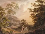 Children gathering firewood in a landscape Watercolour 33 by Joshua Cristall, Watercolour, sold Mar 2017