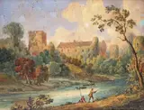 Fishermen by a river, ruins beyond Signed Watercolour 28 x 36cm; 11 x 14in by Samuel Prout, Watercolour, sold Mar 2017