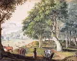 Bulwell Park, Nottingham Watercolour 17 x 21cm; 6¾ x 8¼in General condition report Several fox marks and a little fading in sky by George Robertson, Watercolour, sold Mar 2017