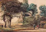 Quarr Abbey and Near Binstead by Julius Godet, watercolour, sold Mar 2017