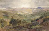 Solitary artist painting in a landscape Signed Watercolour over black chalk and pencil 32.5 x 50cm; 13 x 19¾in Provenance: Anthony Lester, Wallingford, Dec by David Cox Jnr., Watercolour over black chalk and pencil, sold Mar 2017