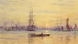 Gosport from Portsmouth Harbour Signed and dated 1910 Watercolour 27 x 47cm; 10½ x 18½in Provenance: Richard Martin Gallery, Gosport by Martin Snape, 1910, Watercolour, sold Mar 2017