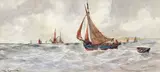 Shipping in the Channel by William Cannon, watercolour, offered Mar 2017