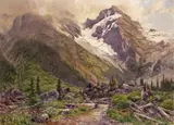 A glacier in the Selkirk~s by James Whaite, Watercolour, offered Mar 2017