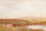 Sheep in a meadow by a river by Martin Snape, Watercolour, offered Mar 2017