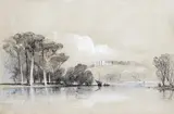 Fishermen on a lake by Thomas Leeson Rowbotham, watercolour, sold Mar 2017