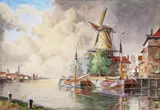 River scenes with windmills Two, both signed Both watercolour 60 x 40cm; 23½ x 15¾in and similar (2) General condition report Both good condition by Louis Van Staaten, watercolour, sold Mar 2017