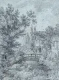 The Dimity House in Regent~s Park by Thomas Hearne, Pencil on blue/grey paper, sold Mar 2017