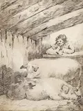 Untitled by George Morland, Charcoal on paper, sold Mar 2017