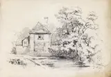 A cottage by a stream Signed and dated May 16th 1839 Pencil, unframed 25.25 x 36.75cm; 10 x 14½in Provenance: Captain (later Admiral) R.A by Edward Lear, Pencil, unframed, sold Mar 2017