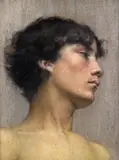 Study of a head for Saint Sebastian Signed and titled on artist~s label verso Pastel 40 x 30cm; 16 x 12in General condition report Some foxing and bloom by Florence E. Sherrard, Pastel, sold Mar 2017