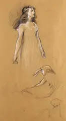 Study for Tristram and Yseult by Herbert James Draper, drawing, sold Mar 2017