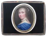 Portrait miniature of Ninon de L'Enclos by William Bate, etching, offered Mar 2017