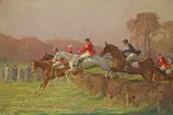 Over the jump Signed with initials Oil on canvas 30.5 x 46cm Provenance: The Estate of Richard M by Charles Edward Stewart, Oil on canvas, offered Dec 2016