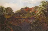 Browns Farm, Stanton-on-the-Wolds, Nottinghamshire Signed Oil on canvas 51 x 76cm ++Unlined, some rubbing to margins, varnish thick and pooled in many places by Charles Knight, Oil on canvas, offered Dec 2016
