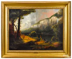 titled Along the Juniata by John Rubens Smith, oil on canvas, sold Oct 2020
