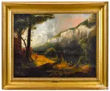 titled Along the Juniata by John Rubens Smith, oil on canvas, sold Oct 2020