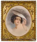 portrait of a lady with a fan by Thomas Sully, oil on canvas, sold Oct 2020