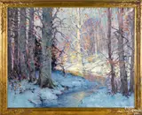 titled Winter Interior Woodstock New York by Emile Albert Gruppe, oil on canvas, sold Oct 2020