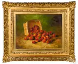 still life with strawberries by Bryant Chapin, oil on canvas, sold Oct 2020