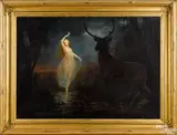 allegorical scene with a woman and stag by Thomas Buchanan Read, oil on canvas, sold Oct 2020