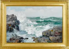 coastal scene by Charles Vickery, oil on canvas, sold Oct 2020