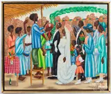 wedding scene by Jean-Baptiste Bottex, oil on board, sold Sep 2020