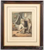 interior scene by Edme Jean Pigal, watercolor, sold Aug 2020