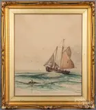 seascape by Harry Greaves, watercolor, sold Aug 2020