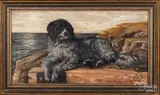 of a spaniel on a coastline by Anna May Robinson, oil on canvas, sold Aug 2020