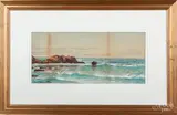 coastal scene by Edmund Darch Lewis, watercolor and gouache, sold Aug 2020