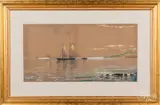 coastal scene by Edmund Darch Lewis, watercolor and gouache, sold Aug 2020