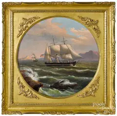 coastal scene by Thomas Birch, oil on canvas, sold Jun 2020